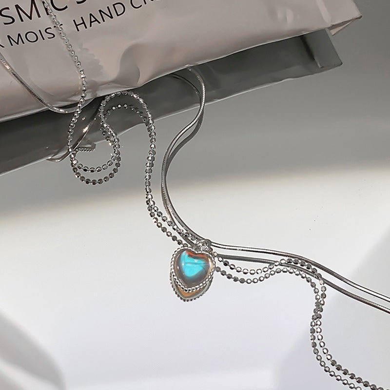 Collar de aleación de piedra lunar de doble capa para mujer - Terzo stile