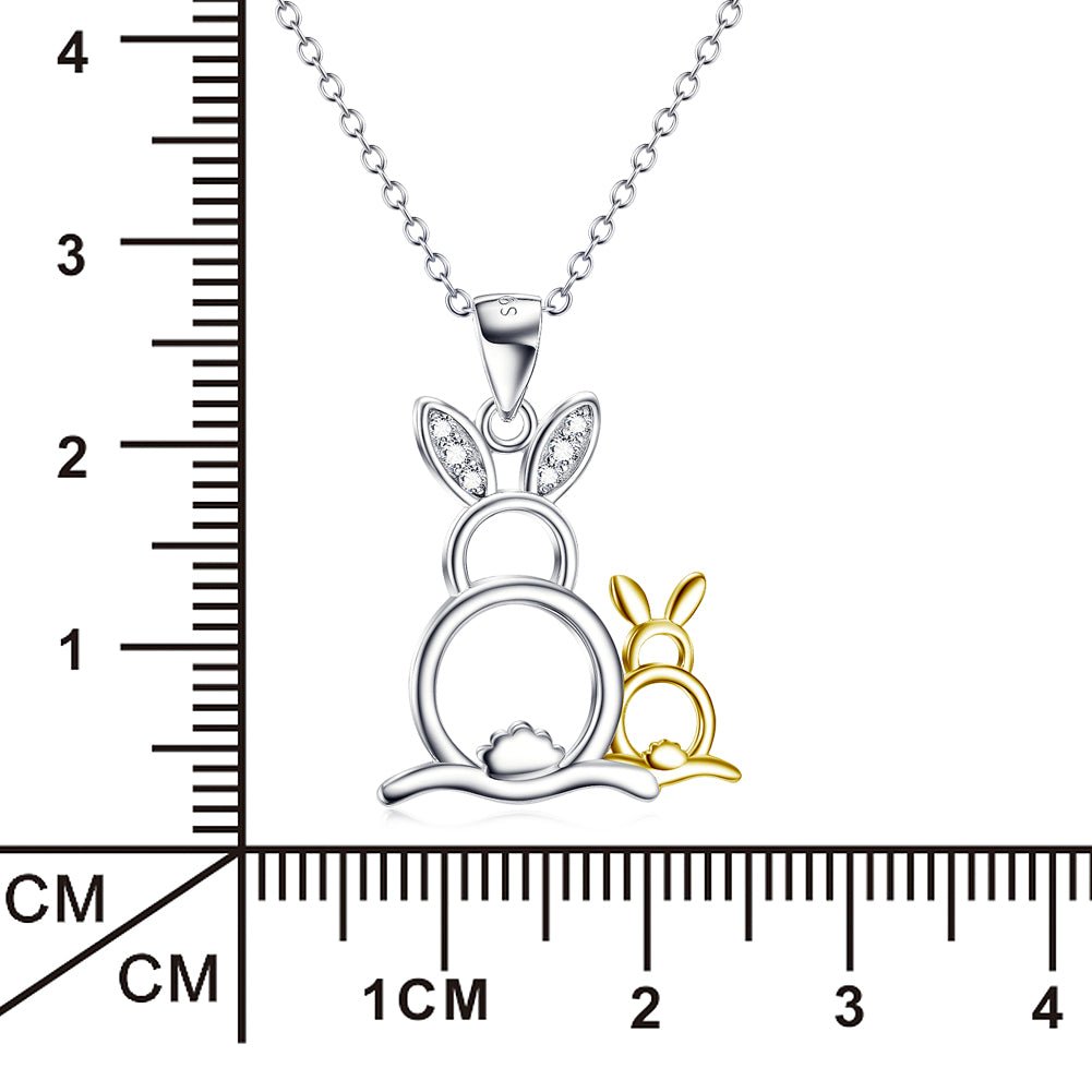 Collar de mujer con dos colgantes de conejo, plata 925 - Terzo stile