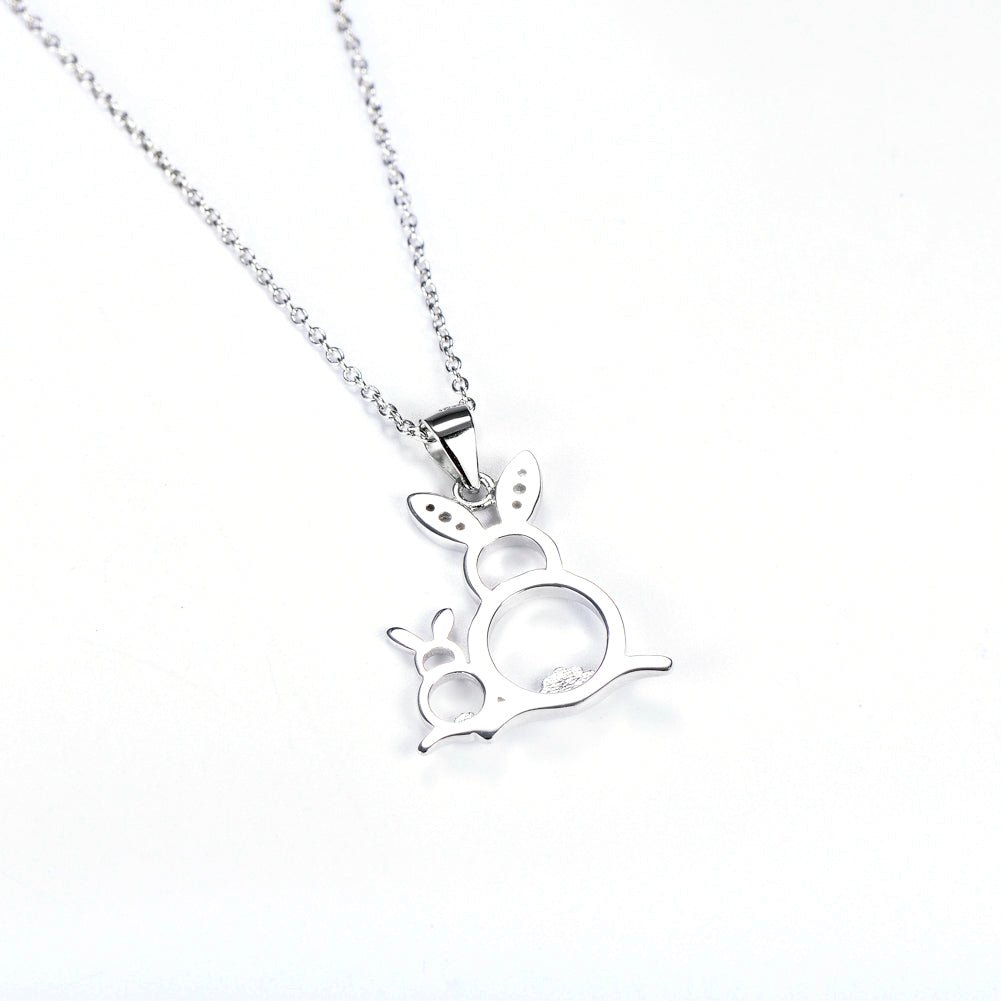 Collar de mujer con dos colgantes de conejo, plata 925 - Terzo stile