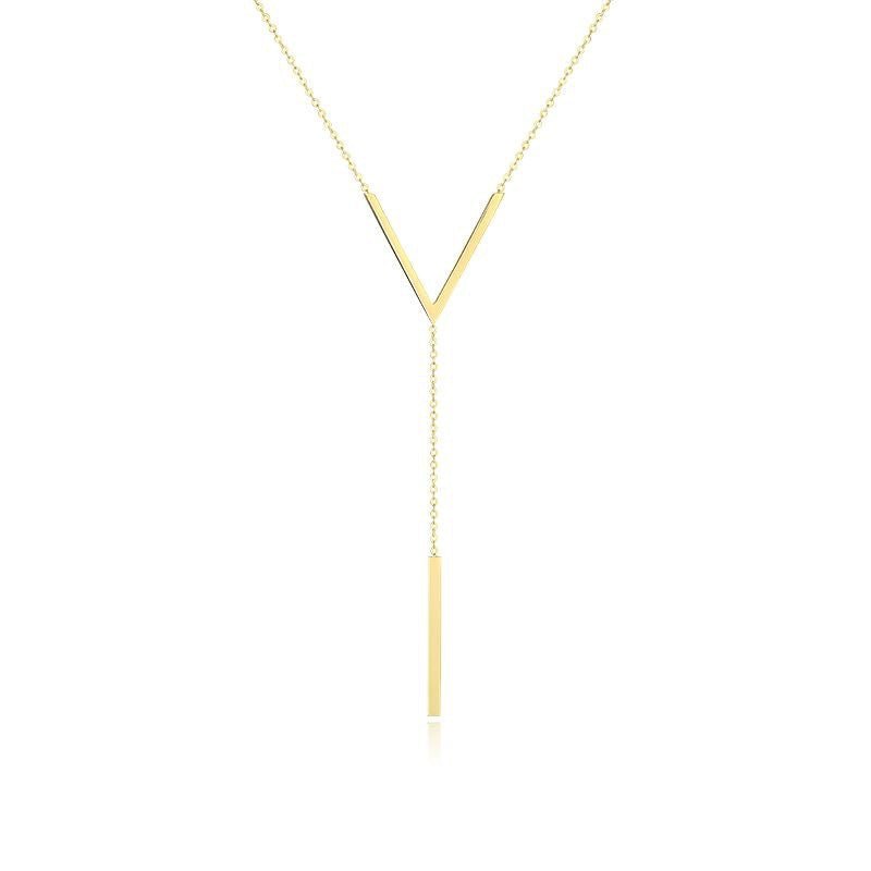 Collar largo de moda para mujer con diseño de borla en forma de V - Terzo stile